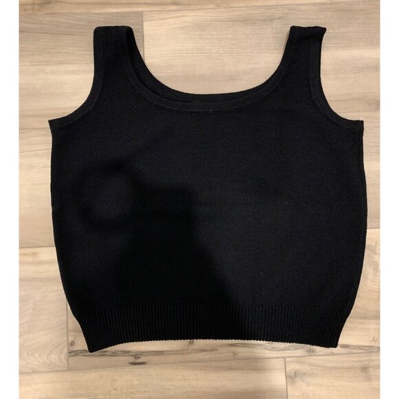 St John Basics Black Santana Knit Cropped Tank Sweater Size S - Picture 4 of 10